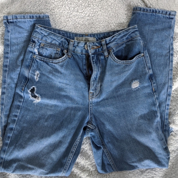 Topshop Distressed Mom Jeans